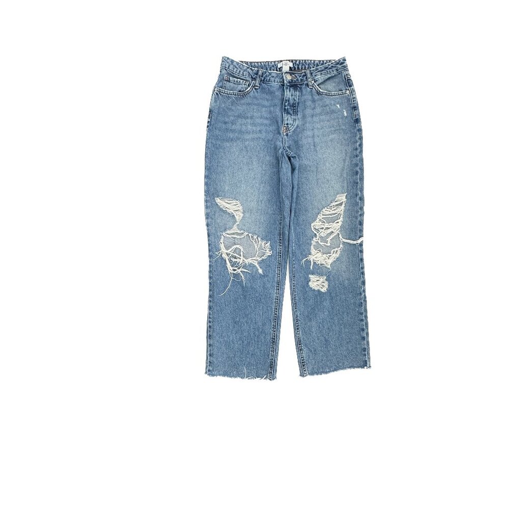 Forever21 Distressed Raw Hem Relaxed Straight Women's size 27 Blue Denim Jeans